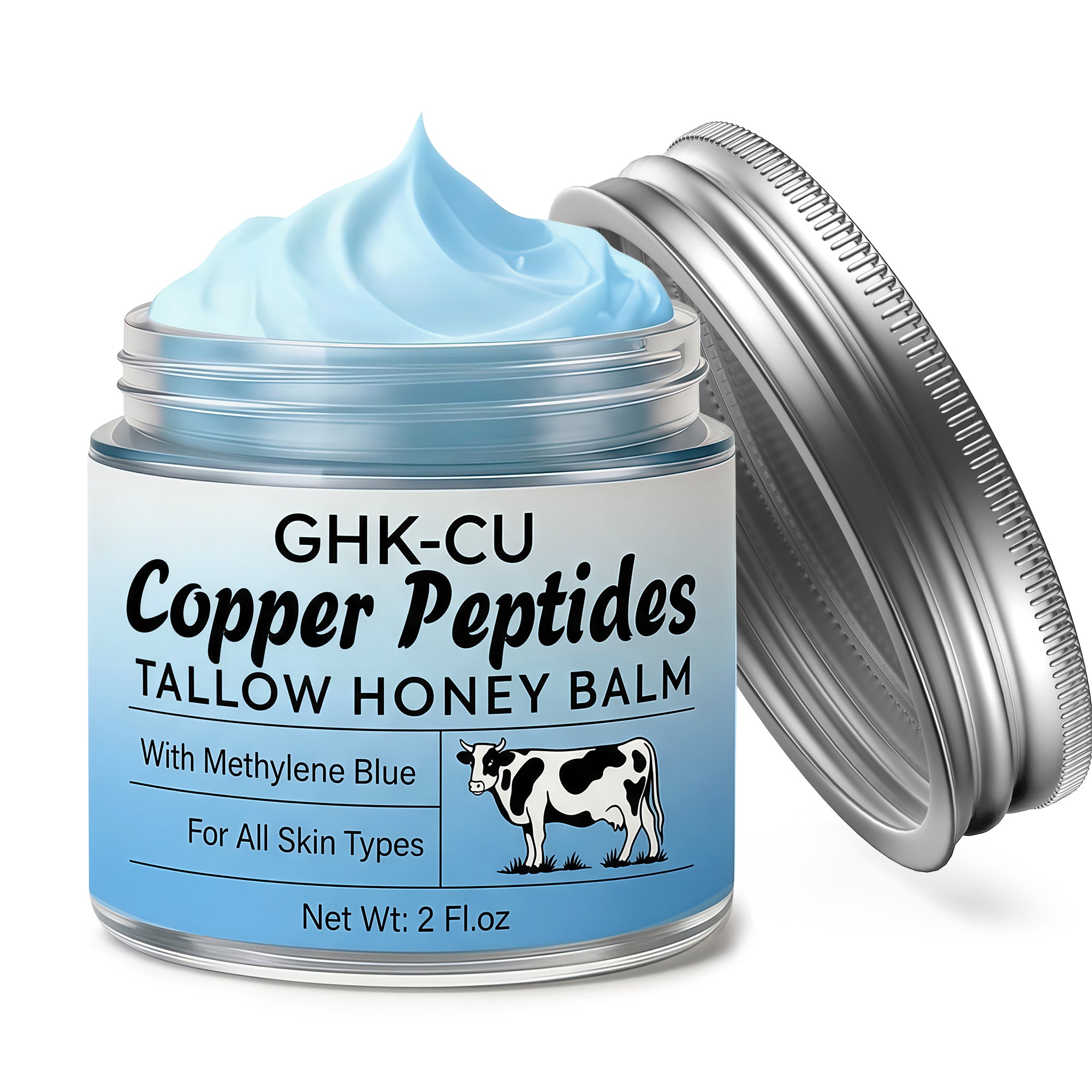 MTGBO Copper Peptides GHK-Cu Beef Tallow Honey Balm: Anti Aging Blue Balm with Methylene Blue, Manuka Honey & Vitamin E – 2 oz