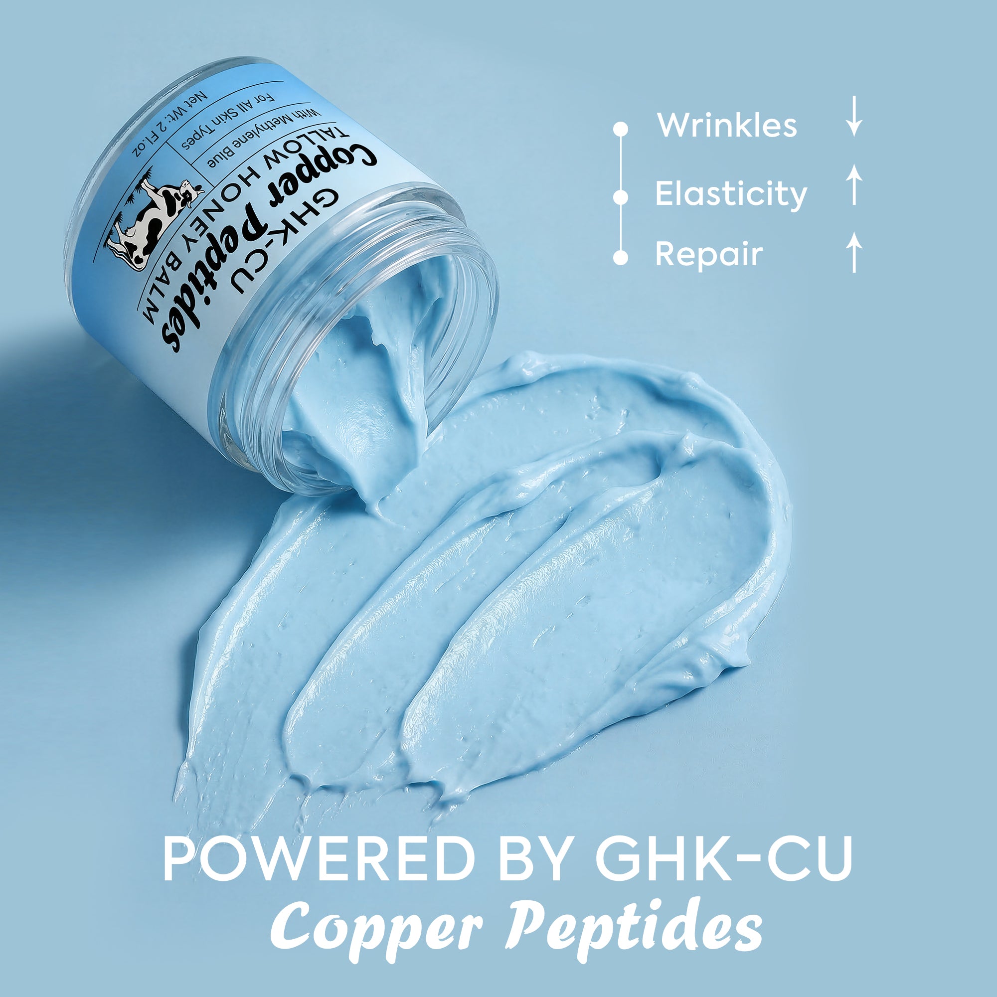 MTGBO Copper Peptides GHK-Cu Beef Tallow Honey Balm: Anti Aging Blue Balm with Methylene Blue, Manuka Honey & Vitamin E – 2 oz