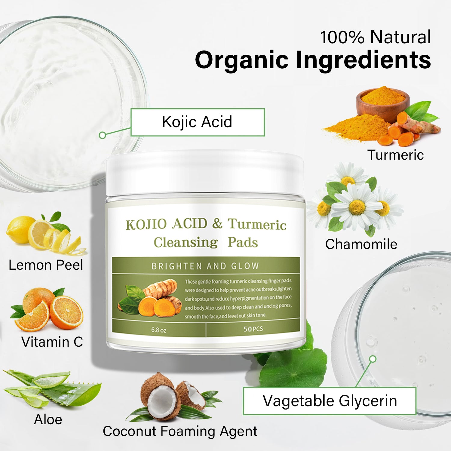Turmeric Kojic Acid Cleansing Pads 50PC